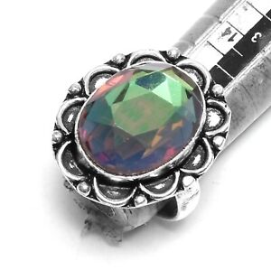 Mystic Topaz Ethnic Handmade Ring Jewelry US Size-6.5 IR-3657