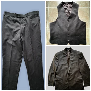 RALPH RALPH LAUREN braun gestreifter Woll 3-tlg Anzug Herren Gr. 44L - Bild 1 von 15