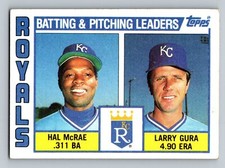 1984 Topps #96 Royals Batting & Pitching Leaders Hal McRae / Larry Gura