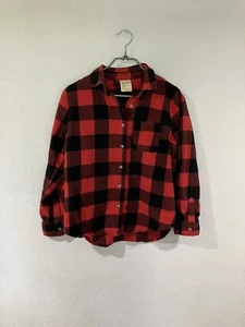 Kids Boys XL 18.5 Plus Red & Black Flannel Button Up Long Sleeve G2 - Picture 1 of 9