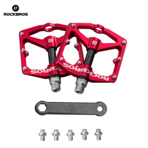 RockBros Bicycle Pedals Road Bike MTB Carbon Fiber Sealed Bearings Pedals Red - Picture 1 of 9