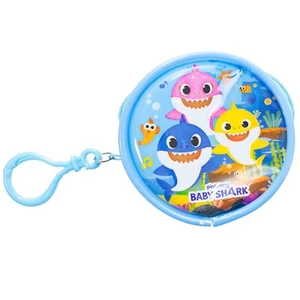 Baby Shark Coin Purse Round Wallet PVC Childrens Character Boys Key Holder - Picture 1 of 2