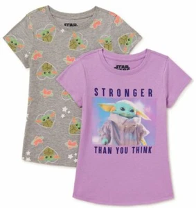 Star Wars Baby Yoda Girls Graphic T-Shirts, 2-Pack- Size 10-12 - - Picture 1 of 2