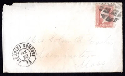 US 1865 JANUARY 15 CIVIL WAR COVER WITH LETTER ENCLOSED MENTION OF SOLDIER - Image 1 of 3