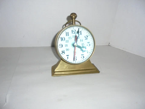 BOMBAY? NAUTICAL TYPE GLASS AND BRASS DESK CLOCK BLUE GLASS HEAVY AND NICE Cover