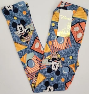LuLaRoe Girls L/XL Leggings  Disney Collab Blue w/ MultiColors Mickey Mouse NEW - Picture 1 of 2
