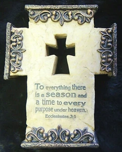 Christian Cross Shelf Decor Ecclesiates 3:1 Time for Every Purpose Under Heaven - Picture 1 of 1