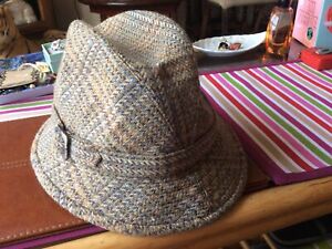 Tweed Trilby Style Hat Size 7&1/8 Angus 100%wool British Made