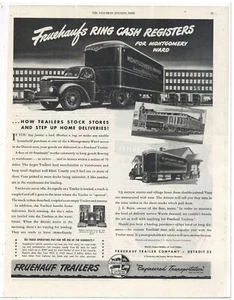Fruehauf Trailer Co. 1946 Anuncio: Remolque tractor Montgomery Ward en la foto, Detroit - Imagen 1 de 1