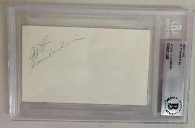 Wilt Chamberlain Signed 3x5 Index Card Beckett Lakers 76ers Warriors Basketball  - Image 1 of 3