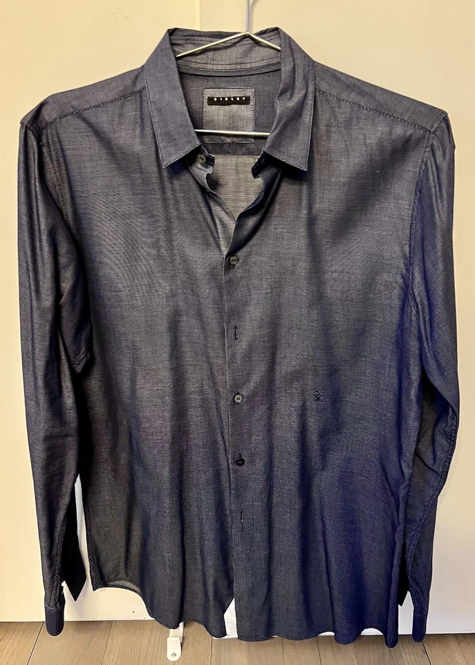 Camisa de vestir Sisley vintage muy rara azul marino Foto 1 de 4