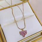 Women 18k Gold Cubic Zirconia Heart Earrings Necklace Set Wedding Jewelry Gifts