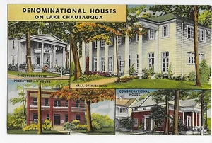 Lake Chautauqua NY Konfessionelle Häuser Vintage Postkarte - Bild 1 von 2