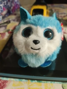 Peluche Ty Beanie Balls Prince Blue Siberian Husky Dog 3" - Imagen 1 de 5