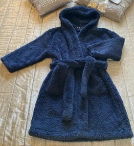 NEXT Boys Fleece Dressing Gown Age 5 6 Y Warm Thick Navy Blue Fixed Belt Robe - Picture 1 of 9