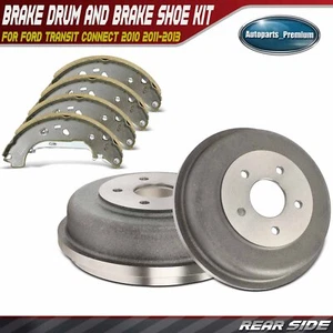 Rear Brake Drums + Ceramic Brake Shoes for Ford Transit Connect 2010 2011-2013 - Picture 1 of 10