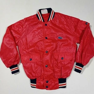 Boys 10 Snug IZOD LACOSTE Vtg 70s 80s Wind Bomber Snap Jacket Shiny - Picture 1 of 9