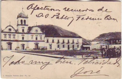 BRAZIL. 1906/Santos, one-hundred reis franked picture-card/Antigo Convent - Image 1 of 2