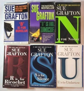 Lot Of 6 Sue Grafton Alphabet Series B H N R S U MM Pb - Foto 1 di 5