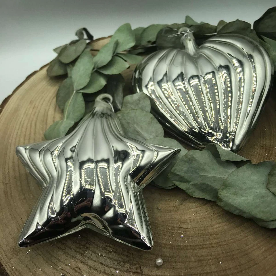 Set 2 Addobbi Cuore Stella Argento o Oro - Immagine 1 di 2