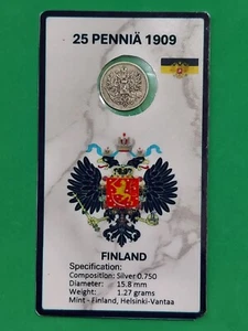 1909 Russian Finland 25 Pennia - Silver .750 - KM#19 - Picture 1 of 2