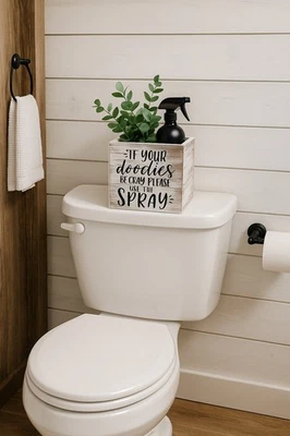 Туалет правила знак фермерский дом ванной декор 5 дюймов x 5 дюймов смешной спрей туалет держатель - Изображение 1 из 4