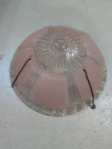 Old Antique Vintage Pink Art Deco Ceiling Light Glass Shade Chandelier 9.5 inch - Picture 1 of 5