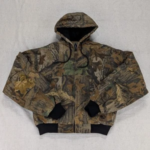Vtg Gunflint Berne Advantage Timber Camo Hooded Canvas Jacket Mens Small Hunting - Picture 1 of 16