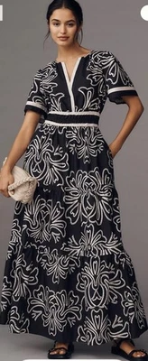 Anthropologie The Somerset Maxi Dress Embroidered Smocked Blackberry S NWT - Image 1 of 4