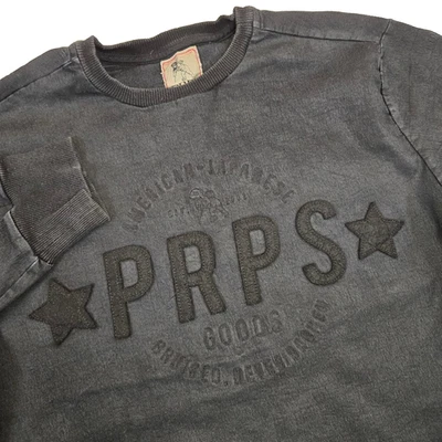 PRPS Pullover Crewneck Sweatshirt Men's Size XL Faded Black Stretch Denim Feel - Image 1 of 4