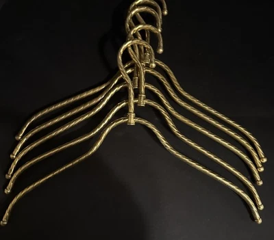 Vintage  Hangers LOT Of 5 GOLD TONE tube ribbed MCM Heavy Duty Made In Italy - Image 1 of 4