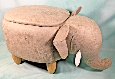 Elephant Footstool Kid Stool for Children Bench Upholstered Ottoman Baby Nursery - Image 1 of 4