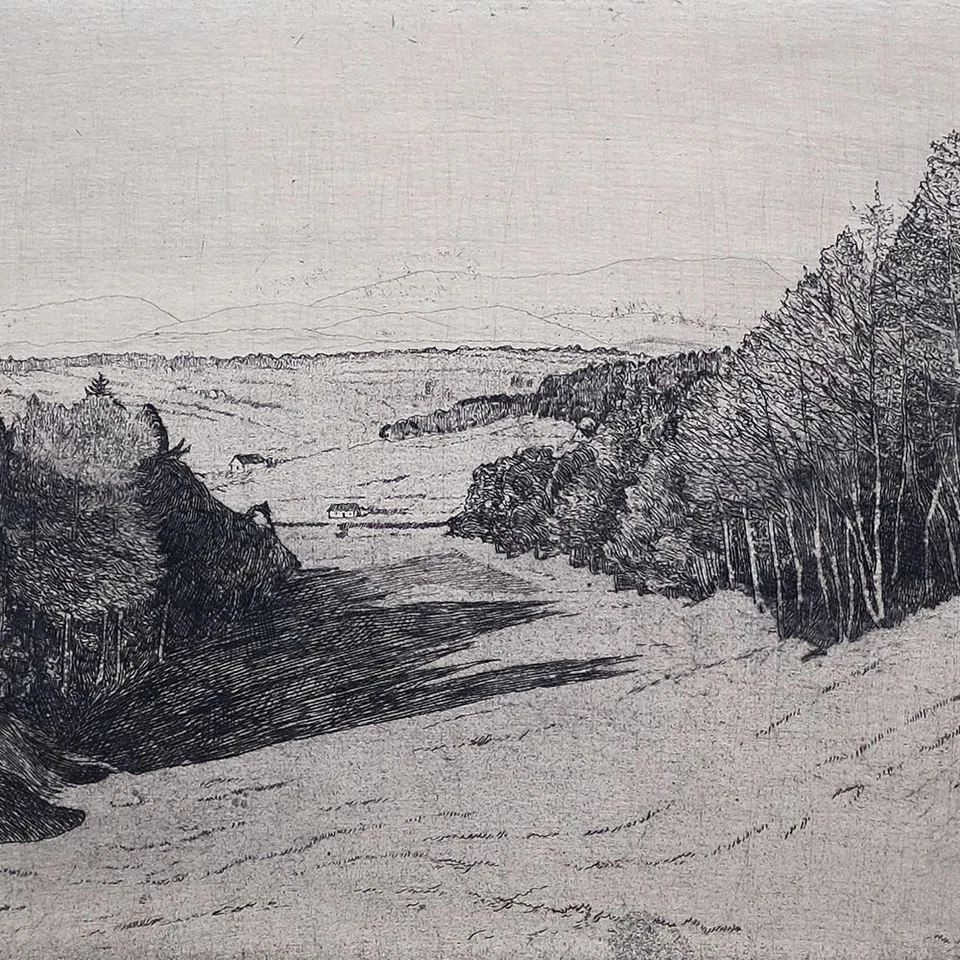 Max von Scherer Landschaft Winterberge Graz Österreich Radierunf signiert 1916 - Bild 1 von 4