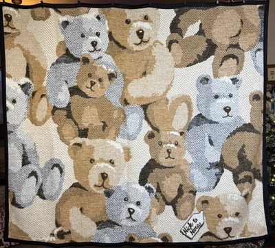 "Manta Biederlack Nick & Nora Bear con estampado total 57"" x 57"" RARA de colección" Foto 1 de 4