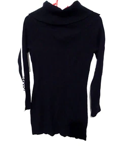 small black knee length MISS SIXTY Dress high neck miss sixty on sleeves - Picture 1 of 14
