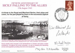 Navy cover 50th Ann Sicily Falling to the Allies Signed 3 VIPS involved - Picture 1 of 1