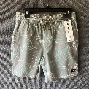 Hurley Shorts Mens Small Green Floral Volley Gym Athletic Hybrid Unlined Phantom