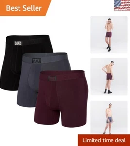 Men's 3-Pack Boxer Briefs - Ultra Soft Fly Design with Built-in Pouch Support - Picture 1 of 10