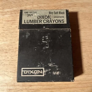 DIXON LUMBER CRAYONS (10), GRAPHITE VERY SOFT BLACK VINTAGE IN ORIGINAL BOX - Picture 1 of 3