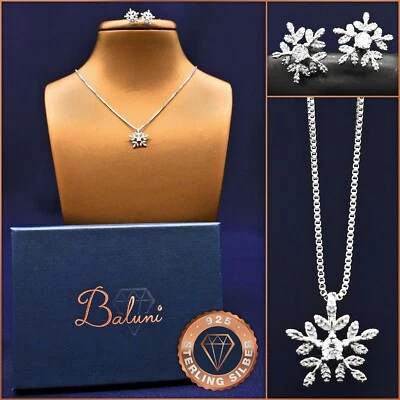 Schneeflocke-Schmuckset, echt 925 Sterling Silber im Etui, Geschenk Weihnachten - Bild 1 von 4