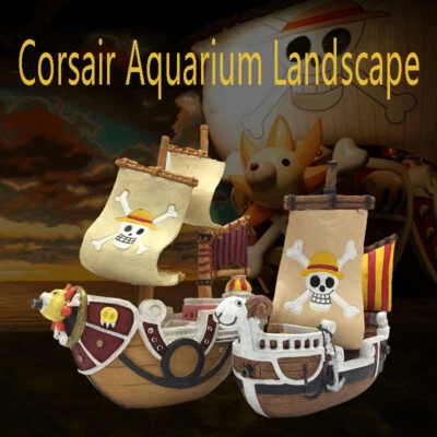 Resina Natural Sintética Acuario Barco Pirata Pecera Paisaje Juguete Decoración Foto 1 de 4