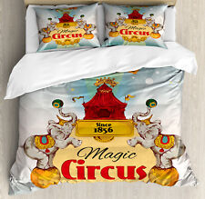 Colorful Duvet Cover Set with Pillow Shams Vintage Circus Tent Print