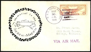 USS AKRON MACON Naval Zeppelin Memorial Crash Cover Reina Mercedes May 30 1935  - Picture 1 of 2