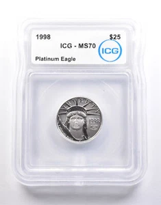 1998 $25 American Platinum Eagle 1/4 Oz Platinum MS70 ICG - Picture 1 of 3