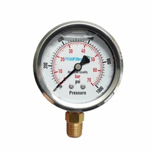 PRM 0-1000 PSI Pressure Gauge 2.5" SS Case Brass ¼ In NPT Connector bottom mount - Picture 1 of 2