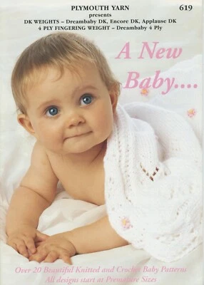 Plymouth Knitting & Crochet Pattern Book 619 New Baby 20 Patterns Preemie - 20" - Image 1 of 4