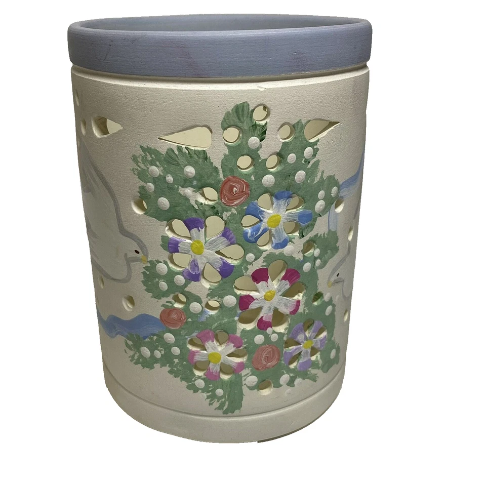 Candelabro Floral Huracán Pilar o Tealight H 5 1/2" W 3 1/2" Palomas de la Paz Foto 1 de 4