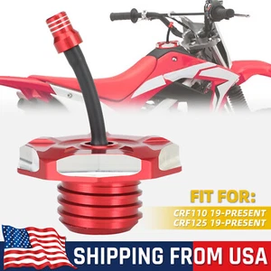Dirt Bike Gas Fuel Tank Cap Cover CNC For Honda CRF110 CRF125 2019-2024 Red - Picture 1 of 10