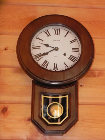 Vintage Dorset 31 Day Wall Clock with Key - Wind - Chimes & 1/2 Hour Strike Cover