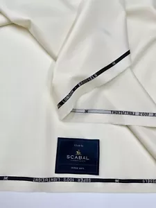 SCABAL Suiting Fabric White Super 100s Wool "New Deluxe" made in UK 3,50m - Picture 1 of 20